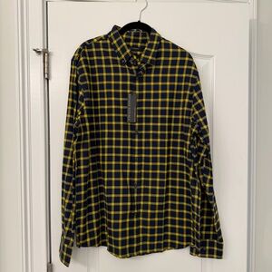 Banana Republic Yellow and Black Plaid Men's Shirt